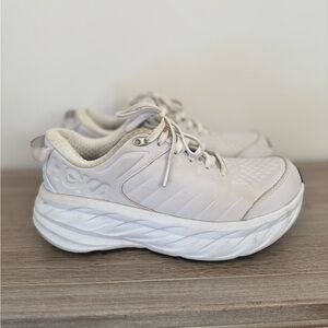 Hoka One One Bondi SR White leather Slip Proof Sneakers size 6.5